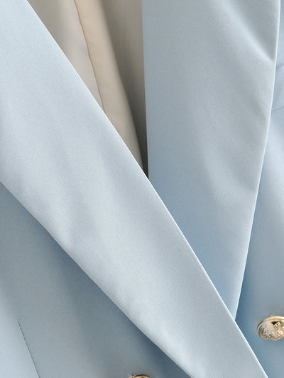 Traje Azul Metalizado de Doble Botonadura - Corte Midi Elegante - Image 17