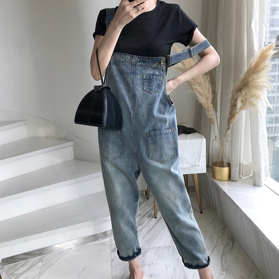 Pantalones Denim Cropped Vintage Holgados con Tirantes para Mujer - Image 17