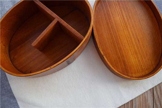 Caja de Almuerzo Ovalada de Madera para Sushi y Comida Creativa - Image 2