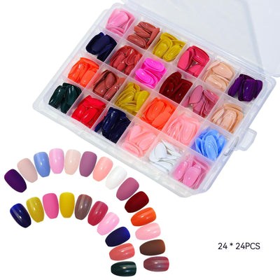 Set de 24 Uñas Postizas Cuadradas Efecto Hielo - Diseño Ballet - Image 4