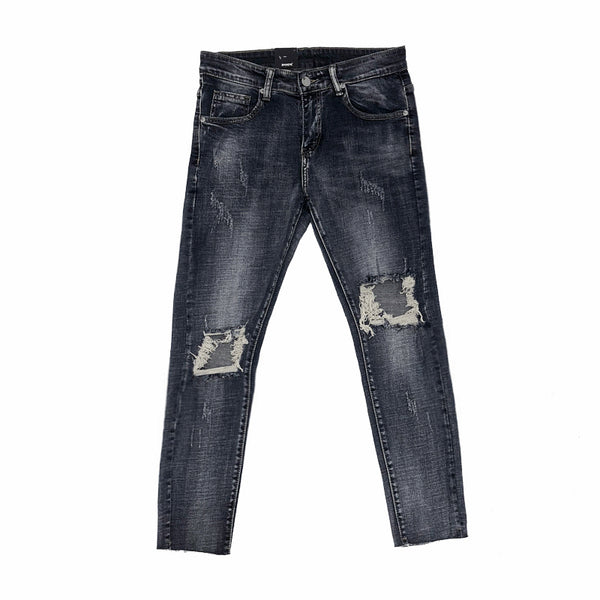 Pantalones Vaqueros Rotos a la Rodilla Estilo Urbano para Hombre