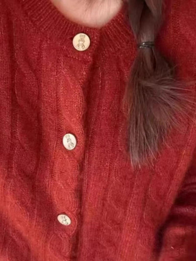 Suéter Cuello Redondo Rojo Grueso y Cálido - Image 15