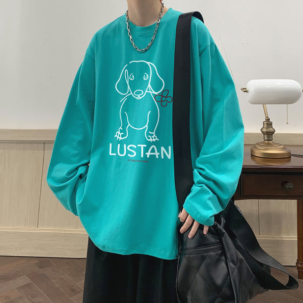 Playera Manga Larga con Estampado de Cachorro Cartoon