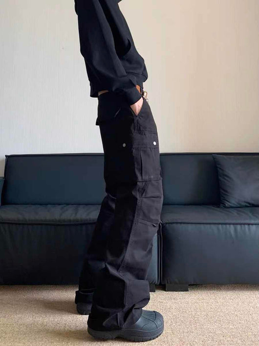 Pantalones Cargo Retro Múltiples Bolsillos Hombre Corte Recto Paracaidista - Image 5