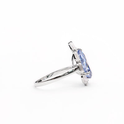 Anillo de Diamante Azul Sintético Talla Gota de Agua en Plata 925 - Image 10