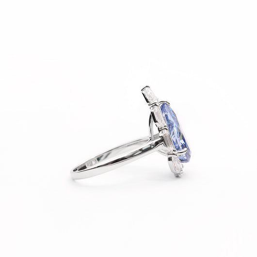 Anillo de Diamante Azul Sintético Talla Gota de Agua en Plata 925 - Image 10