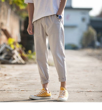 Pantalones Capri Casual de Algodón para Hombre en Colores Sólidos - Image 9