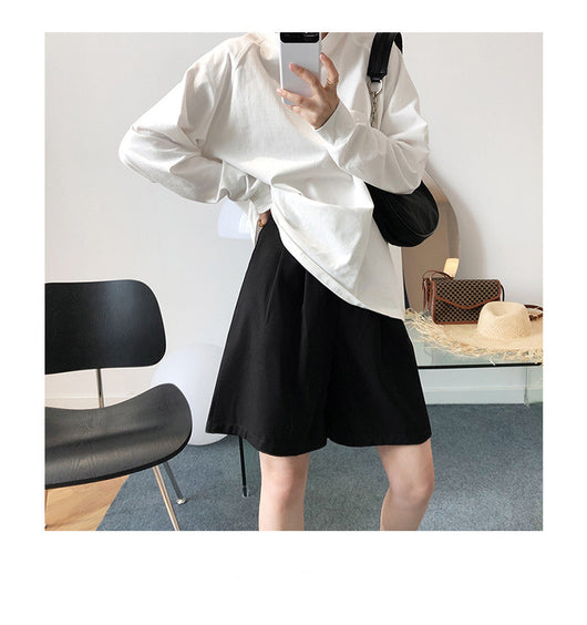 Shorts de Traje Blanco de Talle Alto y Pierna Ancha para Mujer - Image 7