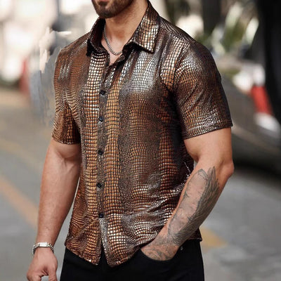 Camisa Casual Retro para Hombre con Cuello Solapa - Image 3