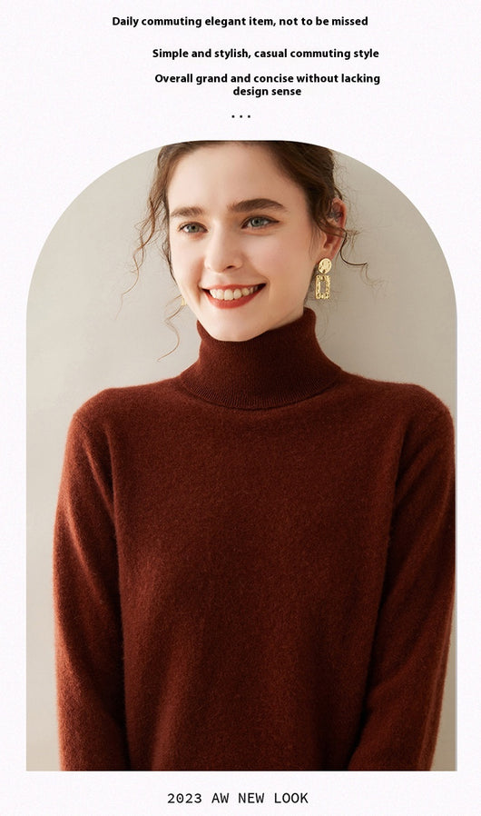 Suéter Cuello Alto de Cachemira Pura para Mujer - Image 31