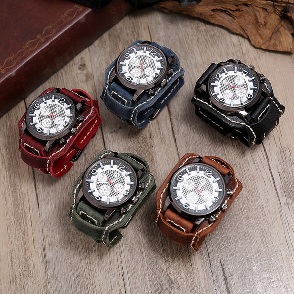 Pulsera de Cuero para Hombre Estilo Vintage Desgastado