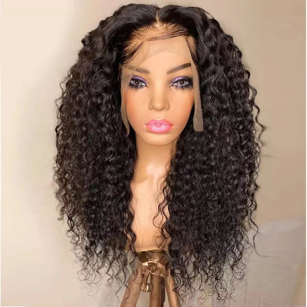 Peluca Rizada Estilo Europeo Encaje Frontal Fibra Sintética Cabello Medio