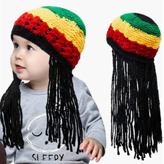 Gorro de Lana Tejido a Mano Jamaica Reggae Niños Rayas Arcoíris Festival - Image 8