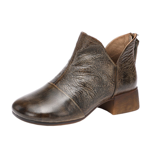 Botas Retro Martin con Punta Redonda y Tacón de Bloque con Cierre - Image 7