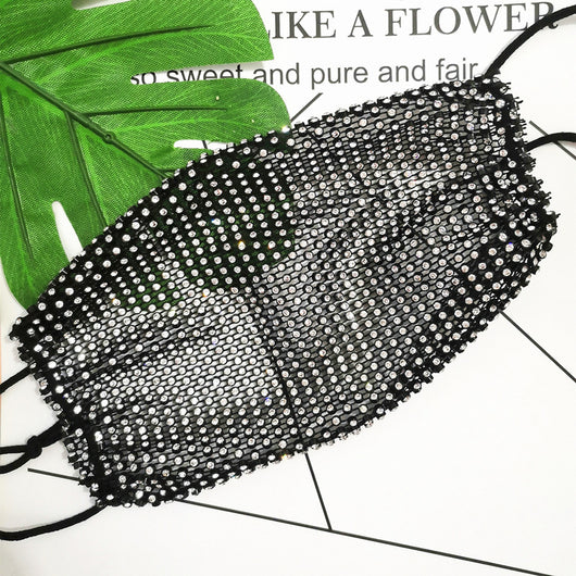 Rose red mesh decorative mask adorned with sparkling rhinestones, featuring a hanging ear design for women. - Image 4