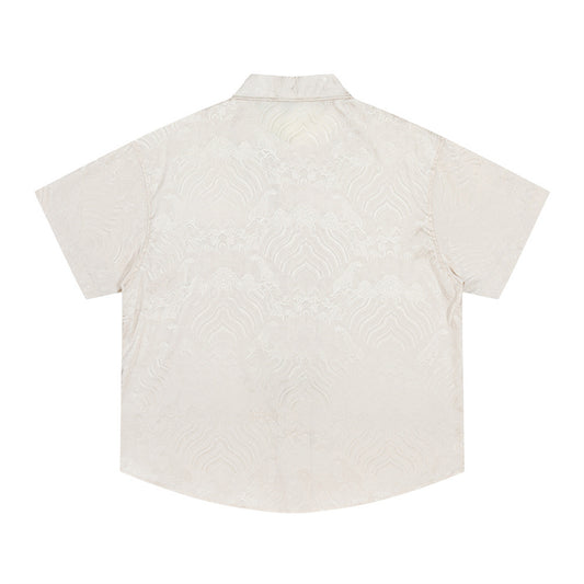 Camisa Manga Corta Jacquard Floral Tono Liso - Image 2