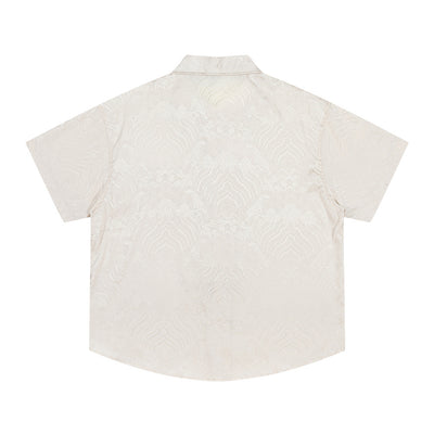 Camisa Manga Corta Jacquard Floral Tono Liso - Image 2