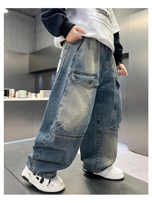 Pantalones Cargo Sueltos para Niños - Jeans Versátiles y Cómodos - Image 17
