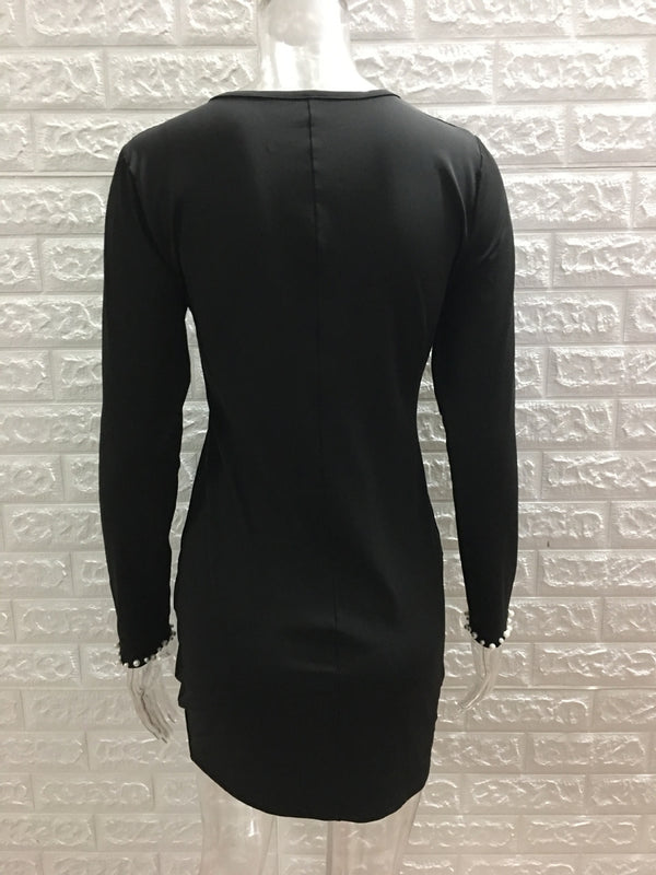 Falda Ajustada Elegante con Cuello Redondo y Mangas Largas