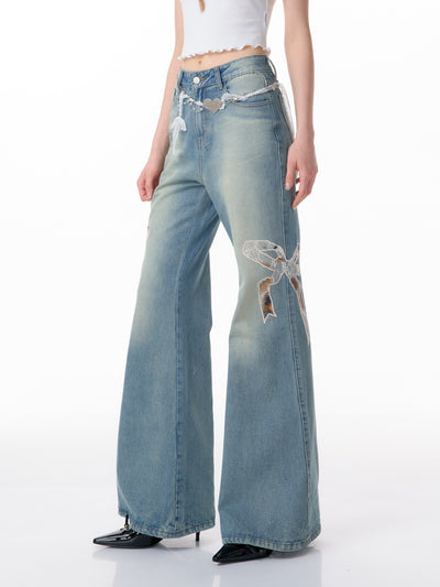 Jeans Rectos de Talle Alto con Detalle de Moño - Image 3