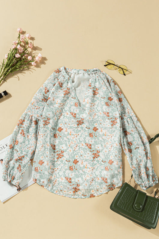 Blusa Floral de Gasa Suelta con Cuello en V - Image 27