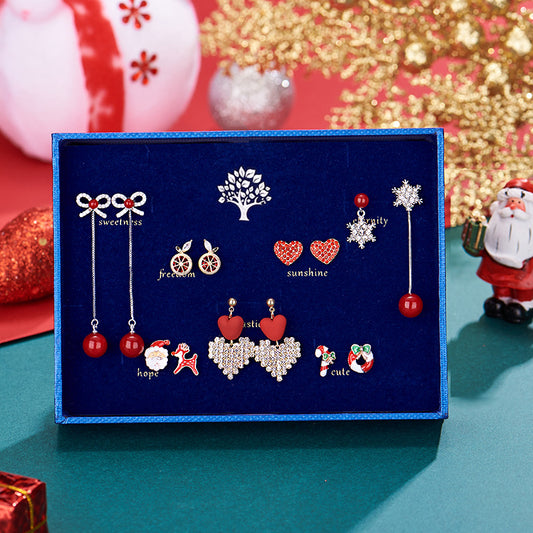 Aretes de Aguja de Plata Navideños