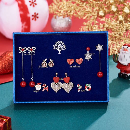 Aretes de Aguja de Plata Navideños