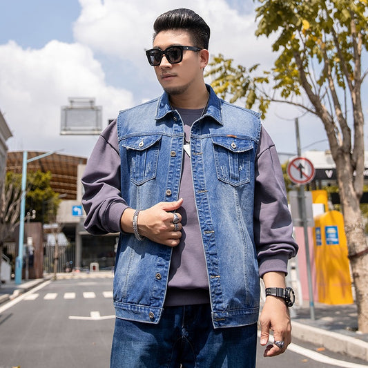 Chaleco y Camisa Denim Tallas Grandes para Hombre - Estilo Casual Versátil - Image 2