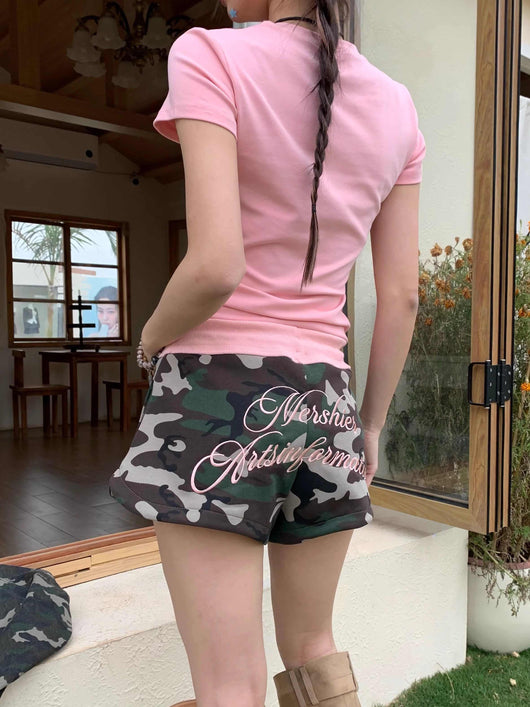 Pantalones Cortos Deportivos Camuflaje con Bordado - Estilo Casual Versátil - Image 14