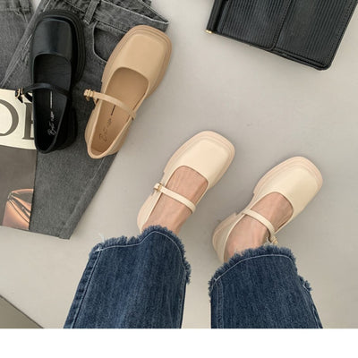 Zapatos de Cuero con Plataforma Estilo Británico para Mujer con Hebilla y Perla - Image 12