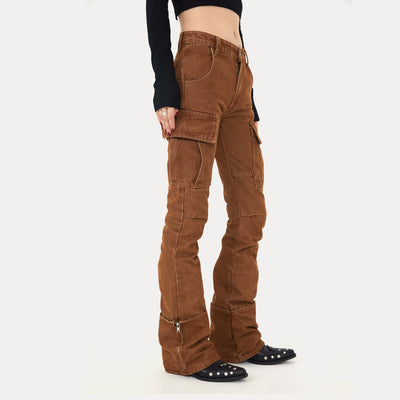 Pantalones Denim Casual Marrón para Mujer - Corte Moderno y Versátil - Image 3