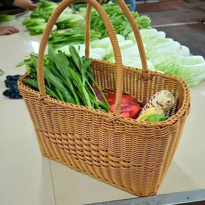 Canasta Tejida de Ratán para Compras, Frutas y Flores - Image 12