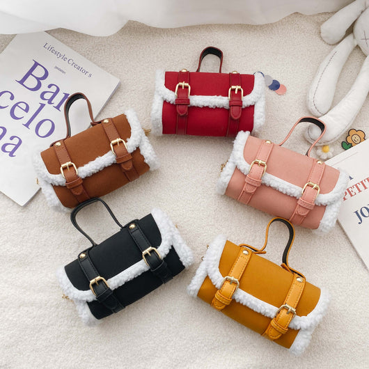 Bolso Bandolera Unisex de Pelaje de Cordero - Portátil y Versátil - Image 24