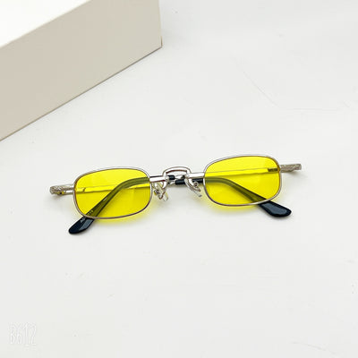 Black retro hip hop sunglasses with dark rectangular lenses and a sleek metal frame on a white background. - Image 8