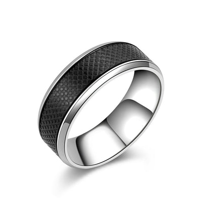 Anillo de Acero Titanio Negro para Hombre - Diseño Europeo y Americano - Image 2