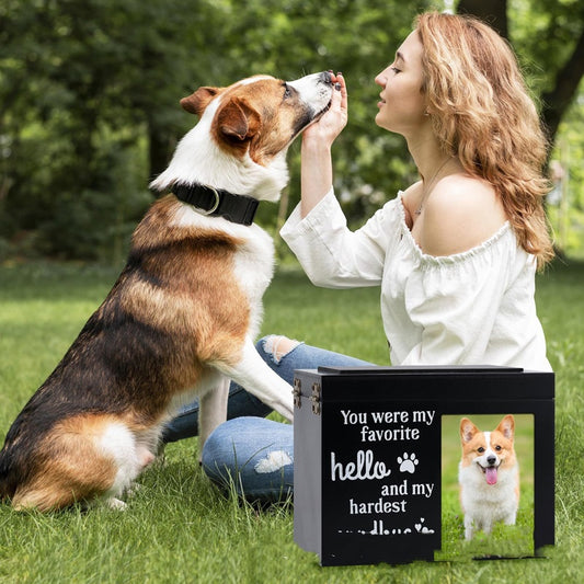 Urna Conmemorativa de Madera para Mascotas con Marco de Foto