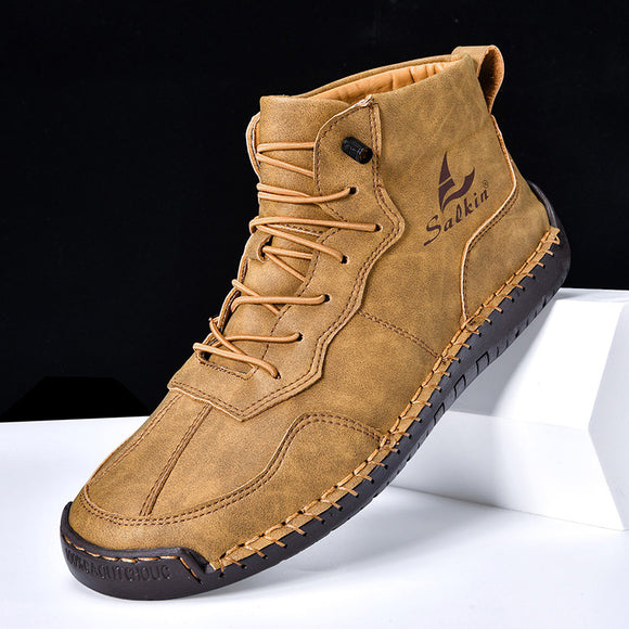 Botas Altas Retro de Cuero - Estilo Casual Urbano