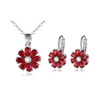 Collar y Aretes de Diamante Floral con Circón y Cobre - Image 14