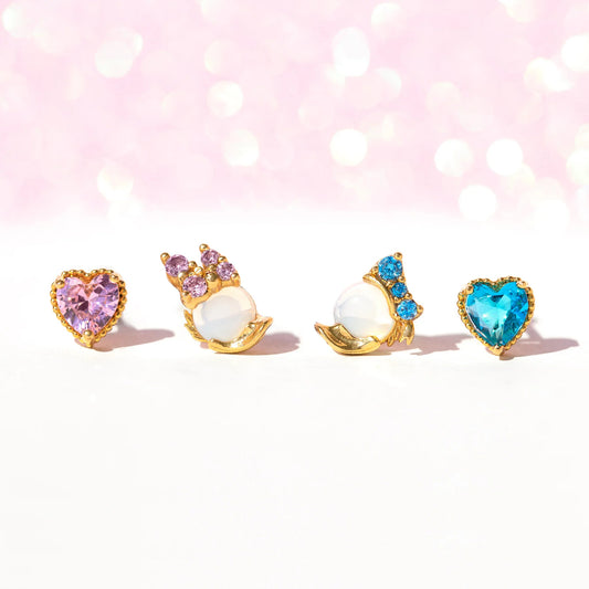 Aretes Diseño Exclusivo Patito Lindo con Corazón de Colores