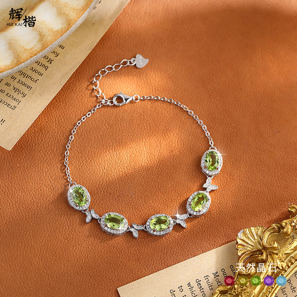Pulsera de Plata 925 con Cristal Natural y Mariposa Incrustada