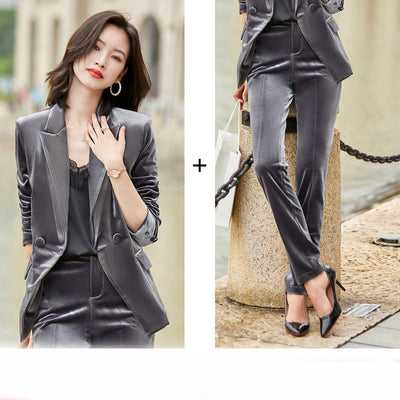 Blazer de Terciopelo para Mujer - Traje Elegante y Minimalista - Image 2