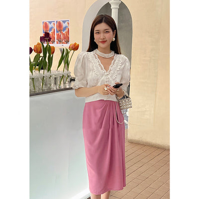 Falda Midi Cintura Alta Clásica de Color Sólido - Image 11