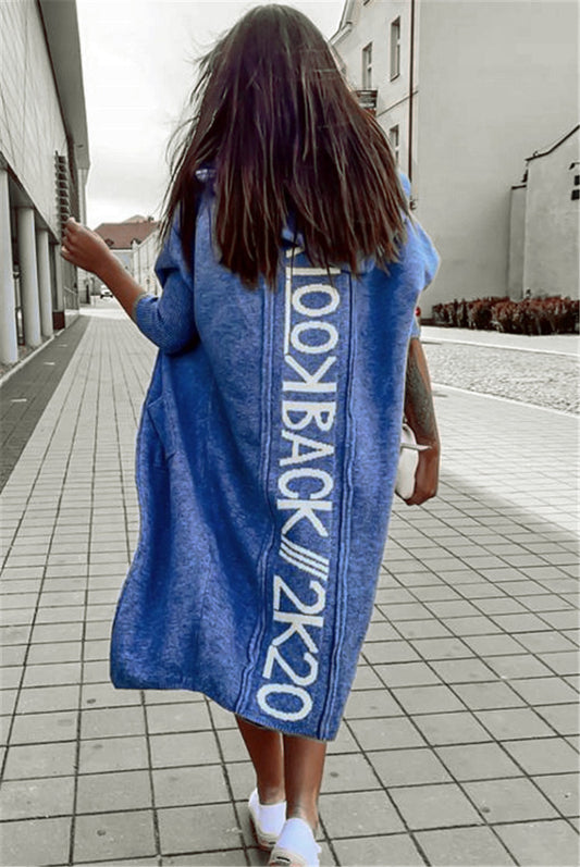 Cardigan con Capucha y Letras Bordadas - Suéter Tejido para Mujer - Image 2