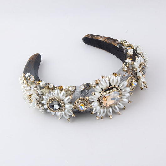 Diadema de Lujo Barroco con Perlas y Cristales Brillantes - Image 9
