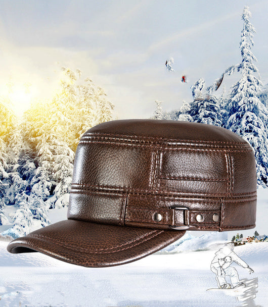 Gorra Plana de Cuero para Hombre con Protección Térmica - Image 10