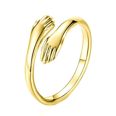 Anillo de Plata 925 Dos Manos Abrazo Retro Tailandés Minimalista - Image 8