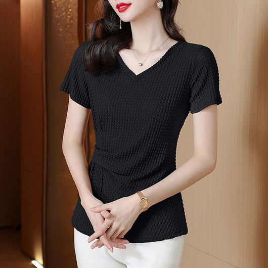 Playera Tejida de Seda de Hielo Manga Corta para Mujer - Fresca y Cómoda - Image 7
