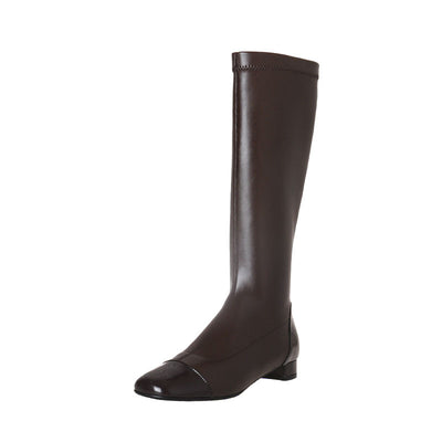 Botas Casuales Cuadradas Colorblock Tacón Bajo Multiuso Mujer - Image 13