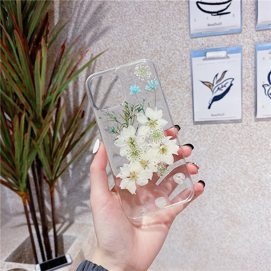 Funda Transparente para Celular con Flores Secas y Adhesivo de Gel Suave - Image 3