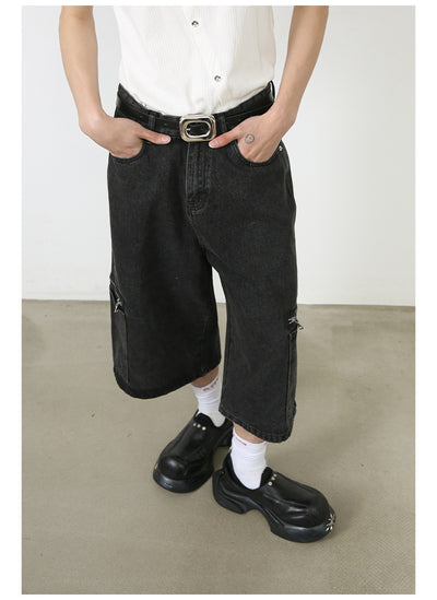 Shorts de Mezclilla Holgados Personalizados para Hombre - Estilo Street Cropped - Image 8